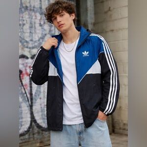 Adidas Originals Blue Colorblock Windbreaker Jacket 3 Stripe Climalite Y2K
